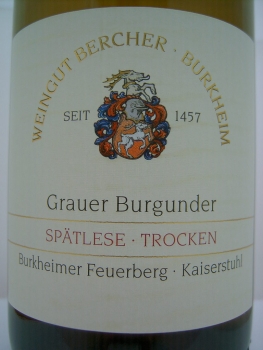 Weingut Bercher Grauer Burgunder Burkheimer Feuerberg 2018 Spätlese trocken, Kaiserstuhl, Weißwein 0,75l