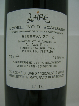 Bruni Laire 2012 Riserva Morellino di Scansano DOCG, Rotwein, trocken, 0,75l
