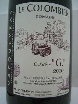 Domaine Le Colombier Cuvée G. 2019, AP Vacqueyras, Rotwein, 0,75l