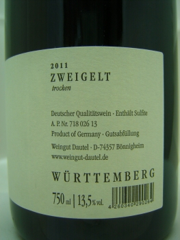 Dautel 2015 Zweigelt S, QbA Württemberg, Rotwein trocken 0,75l