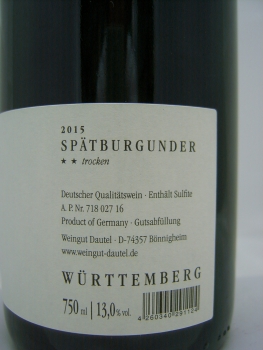 Dautel Spätburgunder 2016** Württemberg Rotwein trocken 0,75l