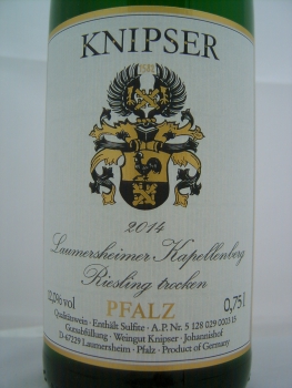 Weingut Knipser, Laumersheimer Kapellenberg Riesling 2019, QbA Pfalz, Weißwein trocken, 0,75l