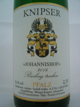 Weingut Knipser, Johannishof Riesling 2020, QbA Pfalz, Weißwein trocken, 0,75l