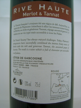Producteurs Plaimont Rive Haute 2018 Merlot & Tannat, Indication Géographique Protégée Côtes de Gascogne, Rotwein, trocken, 0,75l
