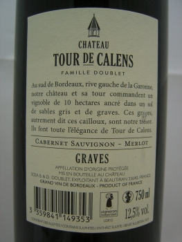 Chateau Tour de Calens 2016 Élevé en fût de Chêne, AOP Graves, Rotwein, trocken, 0,75l