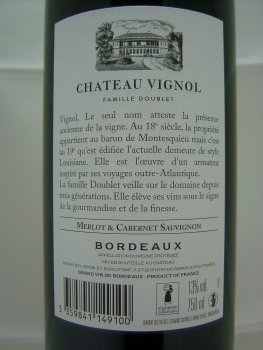 Château Vignol Bordeaux 2019 Merlot & Cabernet Sauvignon AC Bordeaux Rotwein trocken 0,75l