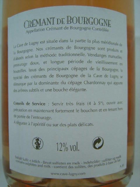 Cave de Lugny Rosé Brut, AC Crémant de Bourgogne, Schaumwein rosé, trocken, 0,75l