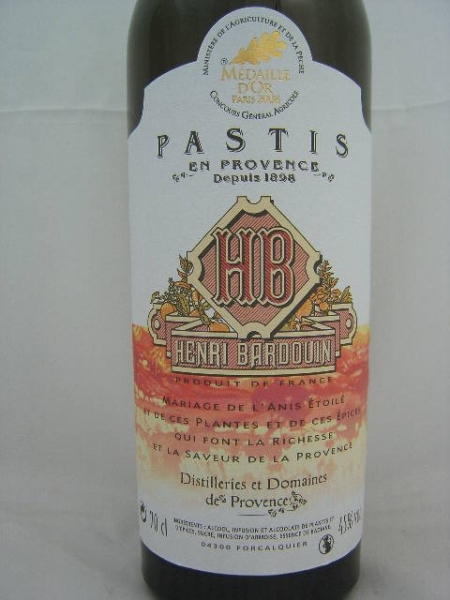 Distilleries et Domaines de Provence, Pastis Henri Bardouin, 0,70l, Alkohol 45,00%-Vol.