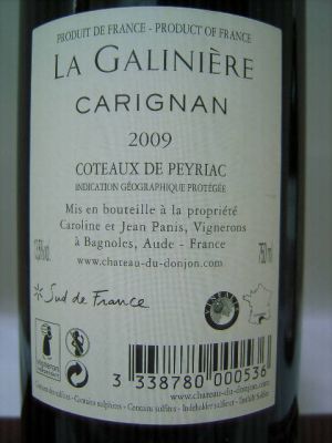 La Galinière Carignan 2020, Vin de Pays des Coteaux de Peyriac, Rotwein, trocken, 0,75l