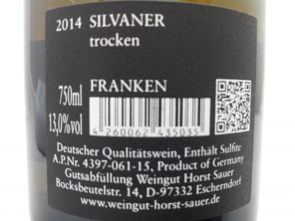 Horst Sauer Sehnsucht 2019 Silvaner QbA Franken, Weißwein trocken 0,75l
