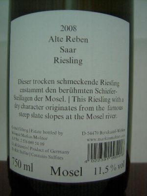 Weingut Markus Molitor Alte Reben Saar Riesling 2019, QbA trocken, Weißwein 0,75l