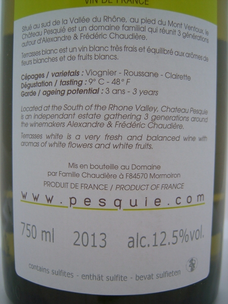 Chateau Pesquie Terrasses Blanc 2020 Vin de France Weißwein trocken 0,75l