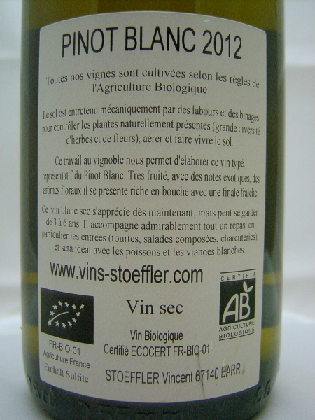 Domaine Vincent Stoeffler Pinot Blanc 2019 AC Alsace, Weißwein, trocken, 0,75l